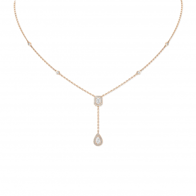 MESSIKA MY TWIN TIE NECKLACE 2X 0.10CT PINK GOLD DIAMOND NECKLACE 06693-PG